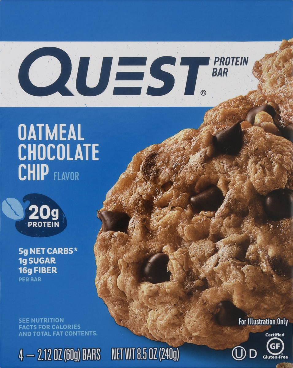 slide 8 of 9, Quest Protein Bar, Oatmeal Chocolate Chip Flavor, 4 ct