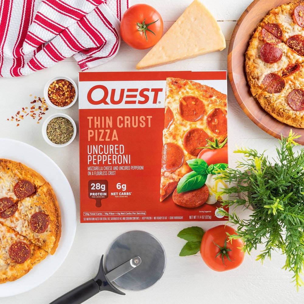 slide 3 of 6, Quest Nutrition Uncured Pepperoni Frozen Thin Crust Pizza - 11.4oz, 11.4 oz