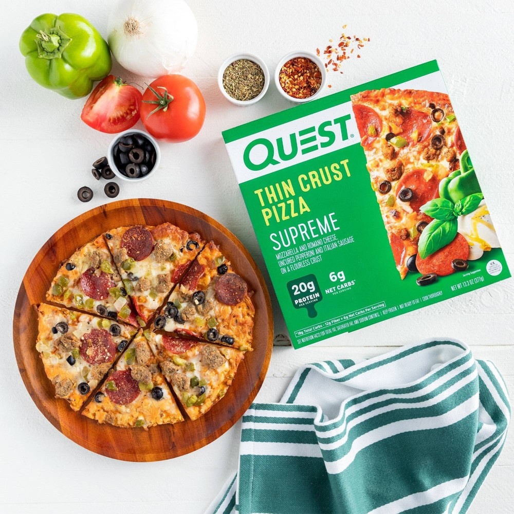 slide 4 of 6, Quest Nutrition Supreme Frozen Thin Crust Pizza - 13.3oz, 13.3 oz