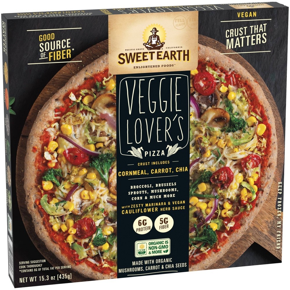 slide 6 of 9, SWEET EARTH Pizza Sweet Earth Vegan Veggie Lovers Frozen Pizza - 15.3oz, 15.3 oz