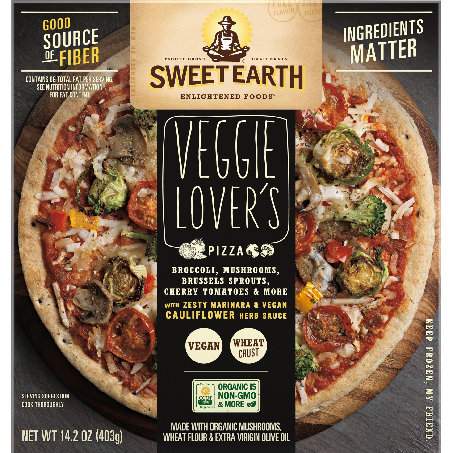 slide 1 of 9, SWEET EARTH Pizza Sweet Earth Vegan Veggie Lovers Frozen Pizza - 14.2oz, 14.2 oz