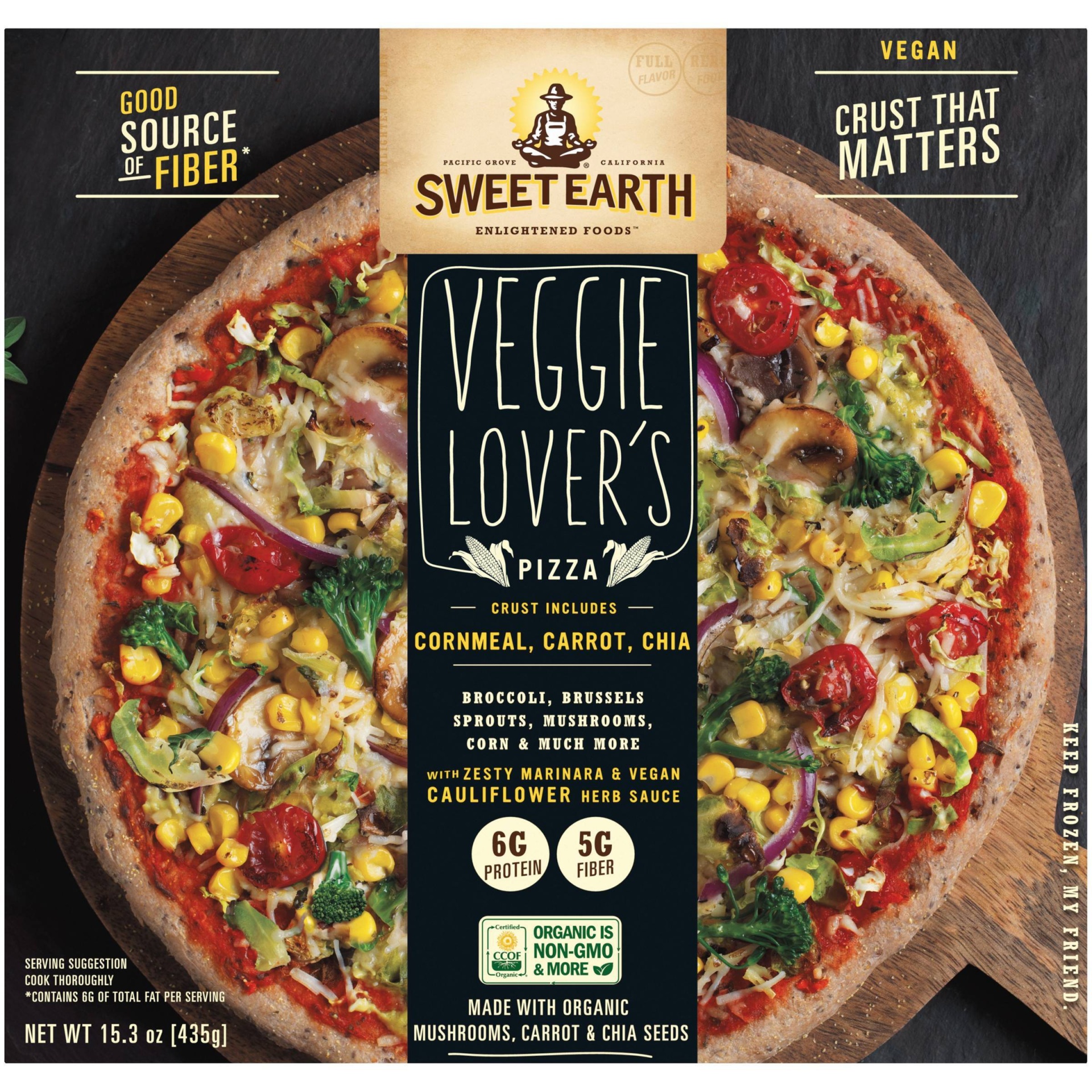 slide 1 of 9, SWEET EARTH Pizza Sweet Earth Vegan Veggie Lovers Frozen Pizza - 15.3oz, 15.3 oz