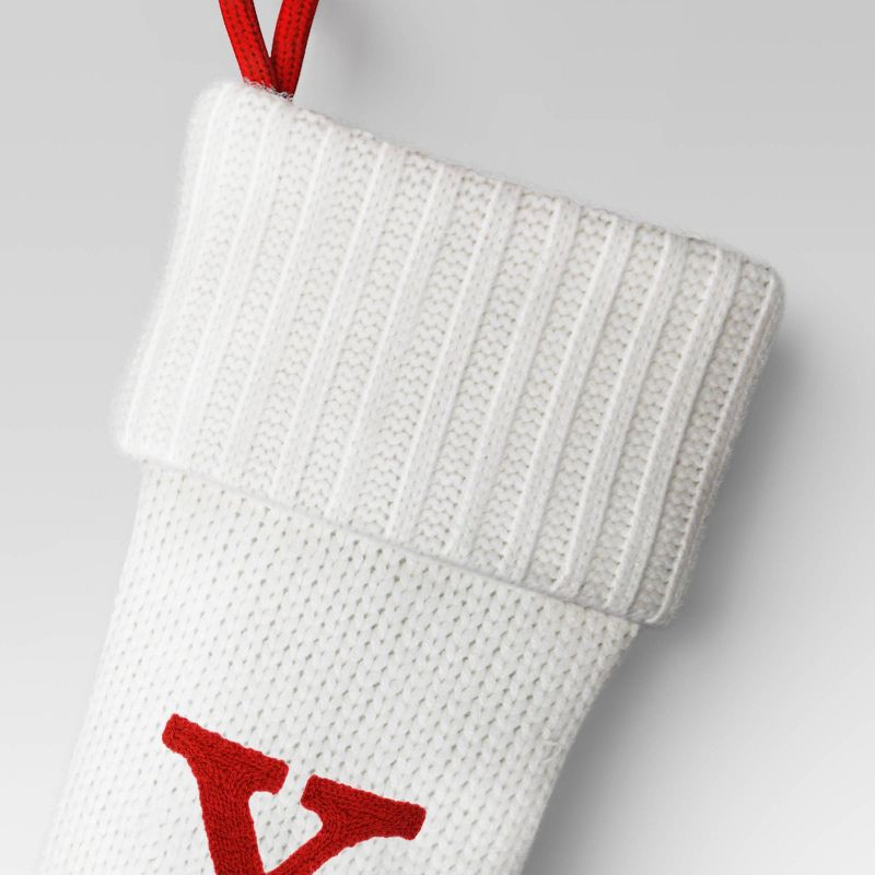 slide 3 of 3, Knit Monogram Christmas Stocking White X - Wondershop™, 1 ct