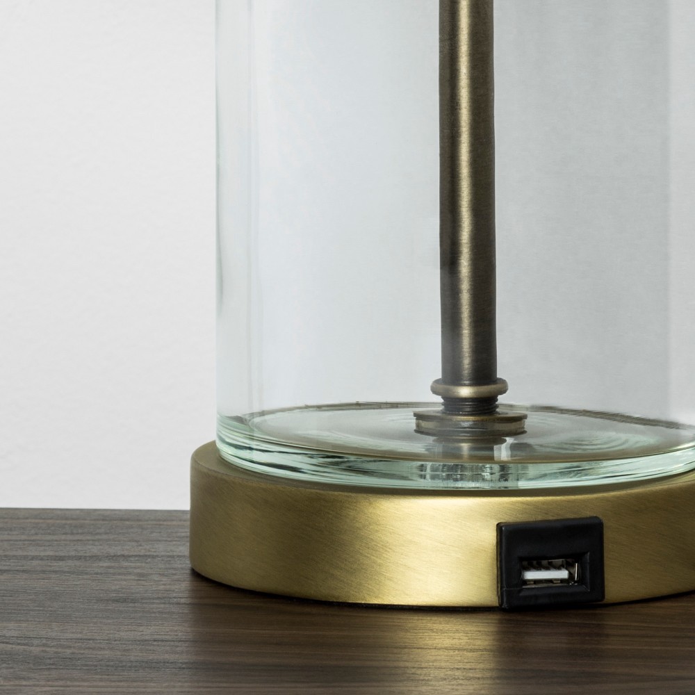 fillable accent with usb table lamp brass