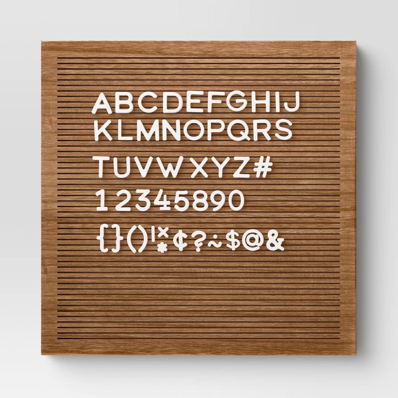 slide 1 of 3, 14"x 14" Wood Letter Board Brown - Threshold™: MDF Traditional Typography Wall Sign Panel, No Battery Required, 1 ct