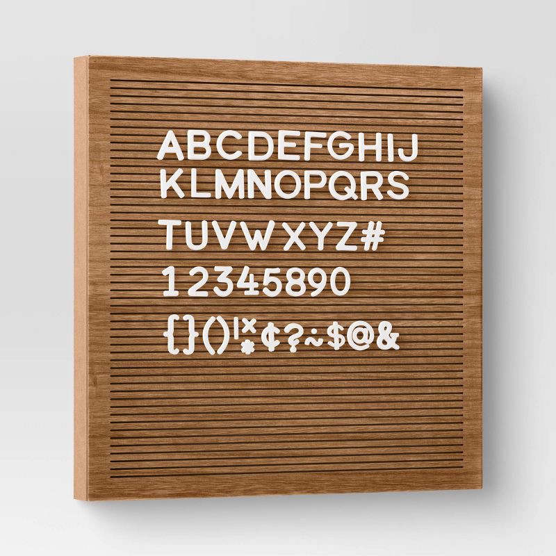 slide 3 of 3, 14"x 14" Wood Letter Board Brown - Threshold™: MDF Traditional Typography Wall Sign Panel, No Battery Required, 1 ct