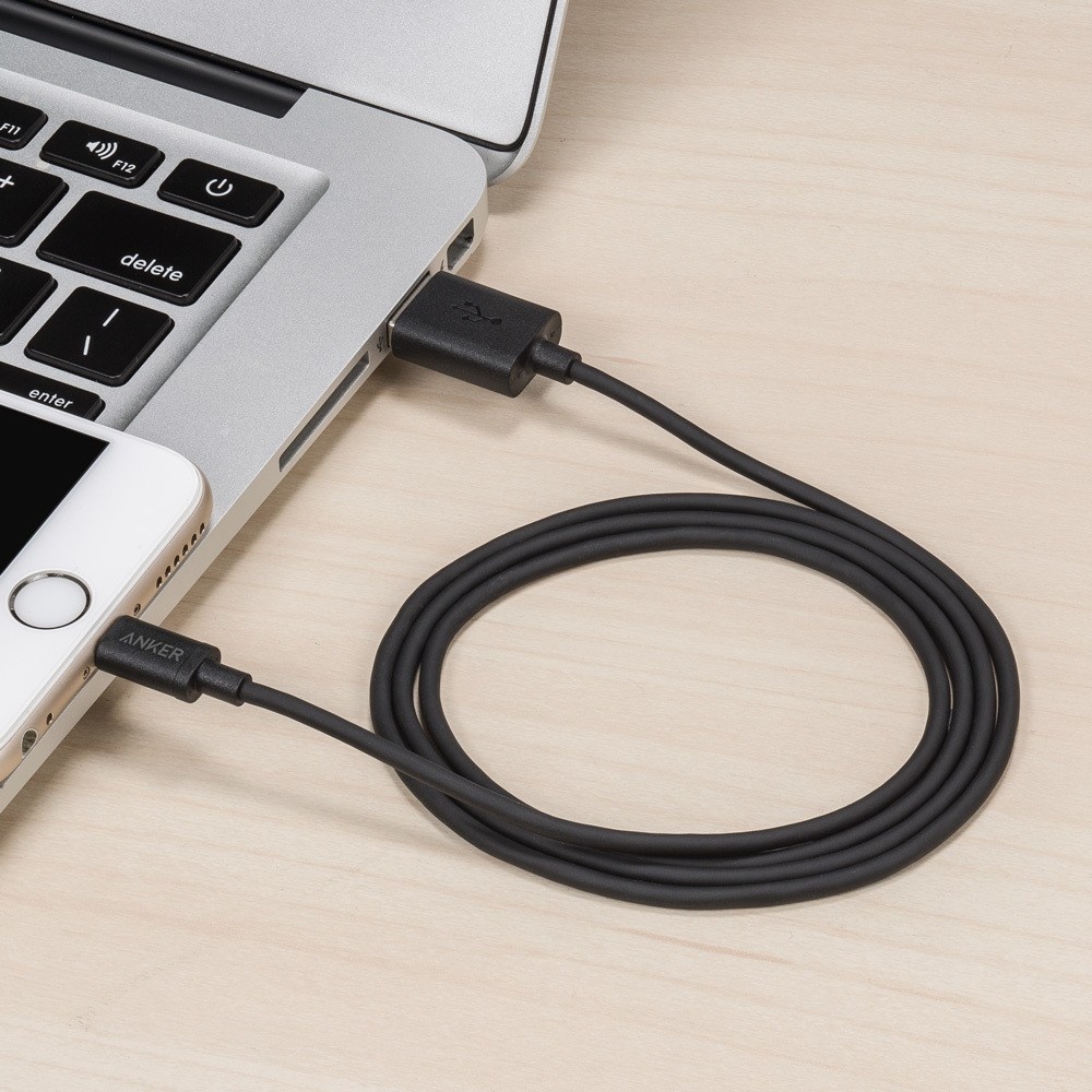 slide 3 of 4, Anker 3' Lightning to USB-A Round Cable - Black, 1 ct