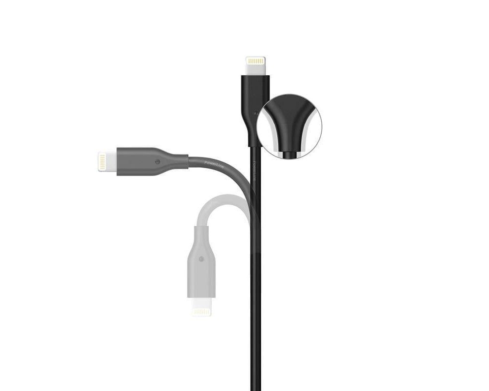 slide 2 of 6, Anker 6' PowerLine Lightning to USB-A Round Cable - Black, 1 ct