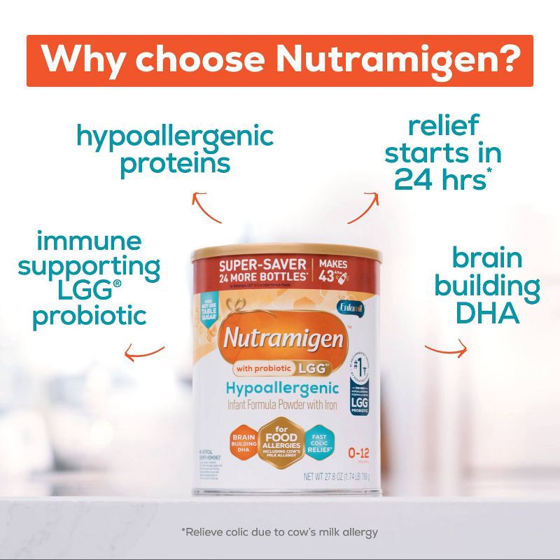 slide 5 of 12, Enfamil Nutramigen LGG Hypoallergenic Powder Infant Formula - 27.8oz, 27.8 oz