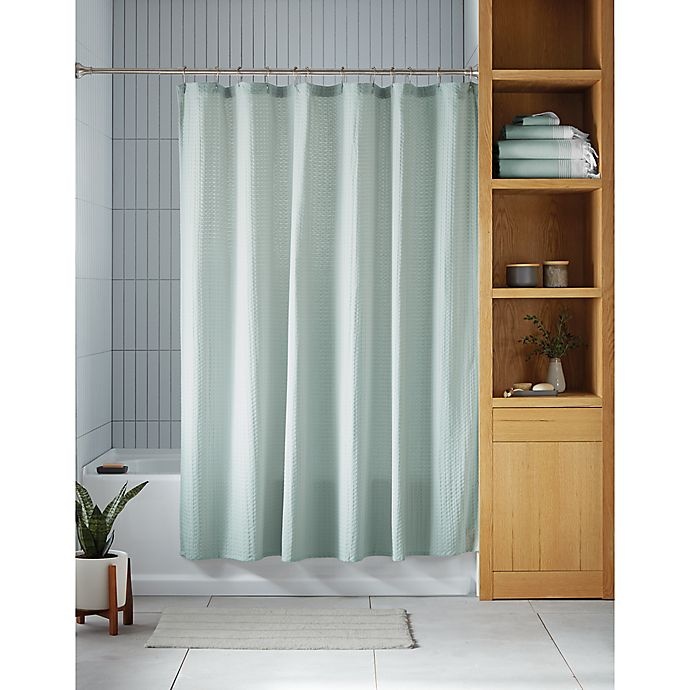 slide 1 of 1, Haven Waffle Shower Curtain - Sky Grey, 72 in x 72 in