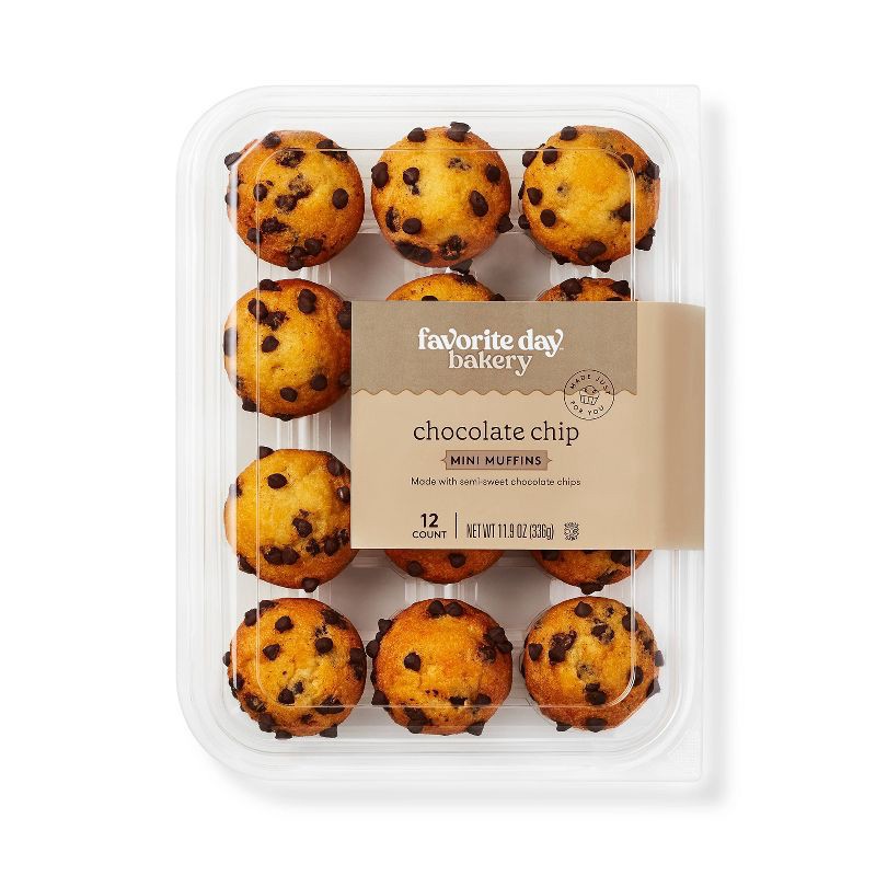 slide 1 of 4, Chocolate Chip Mini Muffins - 11.9oz/12ct - Favorite Day™, 11.9 oz, 12 ct