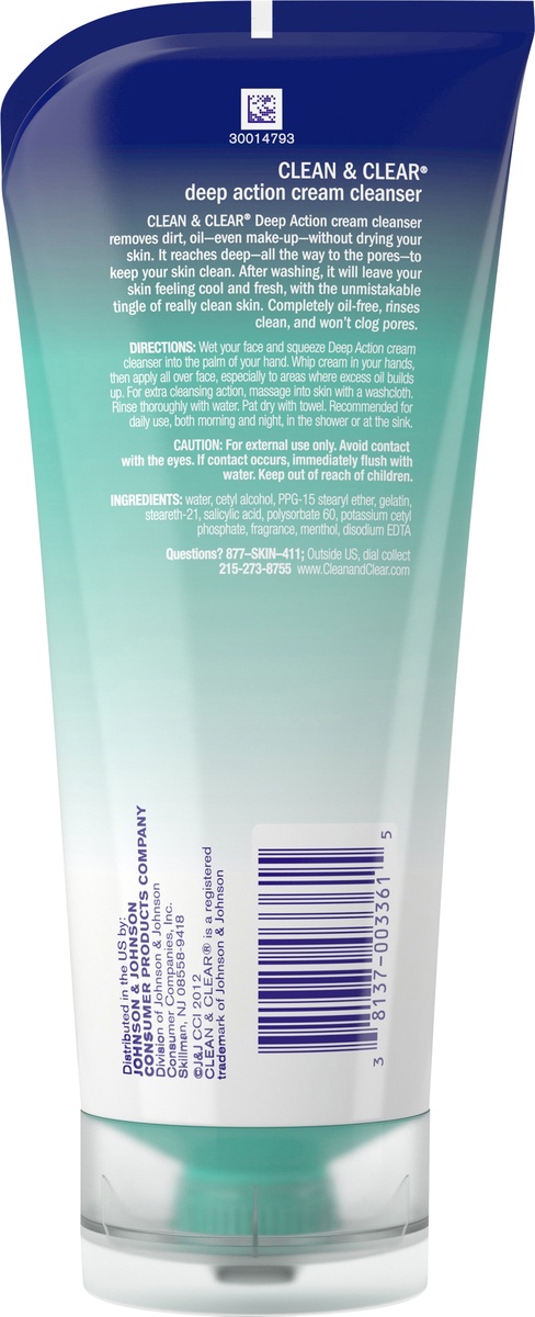 slide 4 of 7, Clean & Clear Oil-Free Deep Action Cream Facial Cleanser - 6.5oz, 6.5 oz