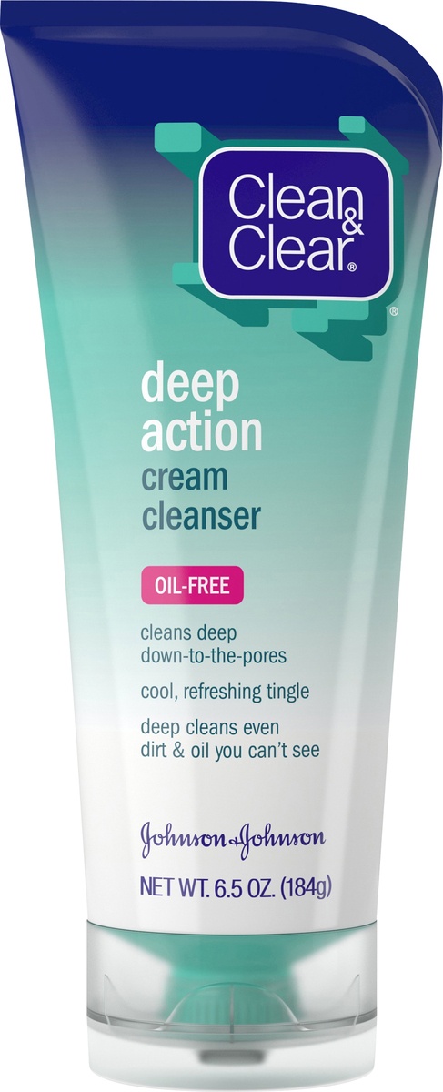 slide 5 of 7, Clean & Clear Oil-Free Deep Action Cream Facial Cleanser - 6.5oz, 6.5 oz