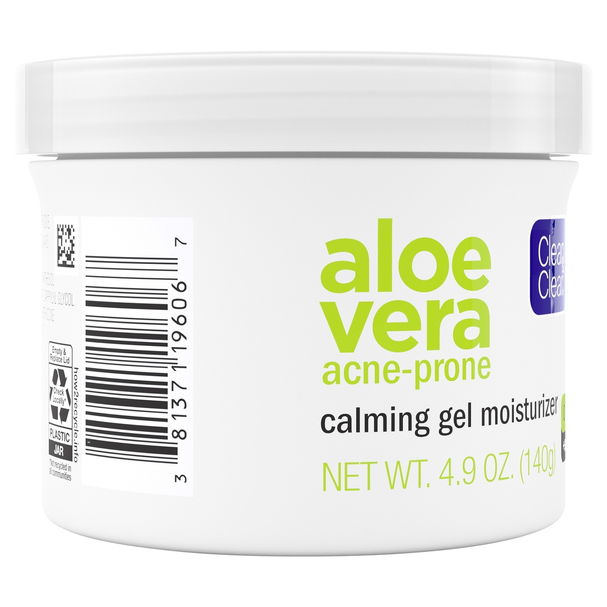 slide 2 of 7, Clean & Clear Aloe Vera Calming Gel Acne Facial Moisturizer for Acne-Prone & Sensitive Skin, Oil-Free Daily Moisturizing Gel, Vegan, No Animal Testing, Paraben- & Dye-Free, 4.9 oz, 3.4 oz