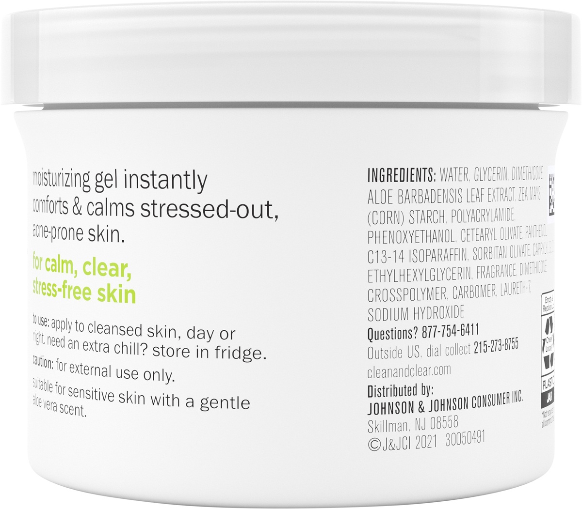 slide 4 of 7, Clean & Clear Aloe Vera Calming Gel Acne Facial Moisturizer for Acne-Prone & Sensitive Skin, Oil-Free Daily Moisturizing Gel, Vegan, No Animal Testing, Paraben- & Dye-Free, 4.9 oz, 3.4 oz