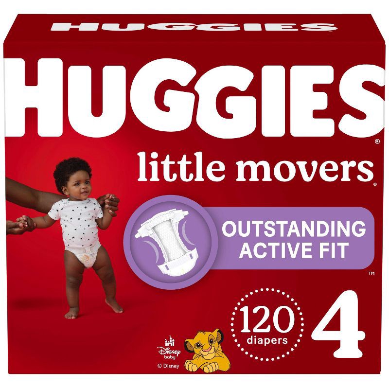 slide 1 of 12, Huggies Little Movers Active Fit Diapers - Size 4 - 120ct, 4 x 120 ct