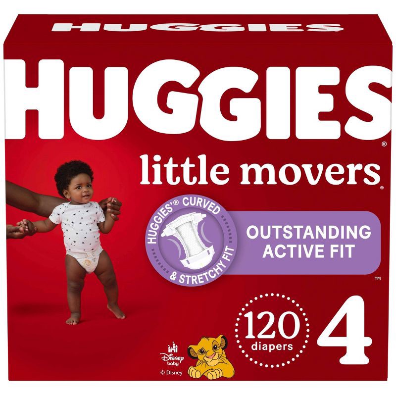 slide 1 of 9, Huggies Little Movers Diapers - Size 4 - 120ct, 4 x 120 ct