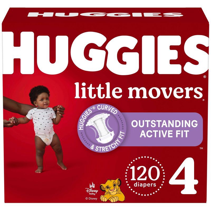 slide 1 of 12, Huggies Little Movers Diapers - Size 4 - 120ct, 4 x 120 ct