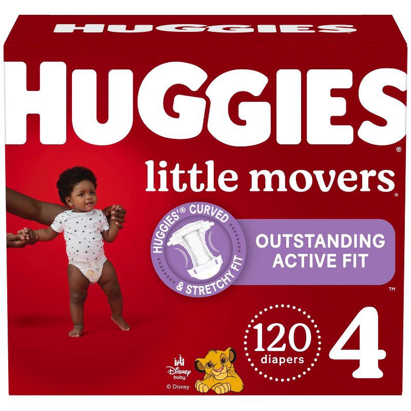 slide 1 of 13, Huggies Little Movers Active Fit Diapers - Size 4 - 120ct, 4 x 120 ct