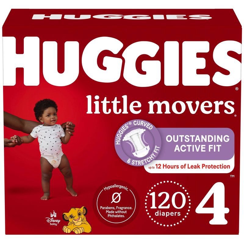 slide 1 of 13, Huggies Little Movers Baby Disposable Diapers - Size 4 -120ct, 120 ct