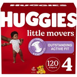 Huggies Little Movers Active Fit Diapers - Size 4 - 120ct
