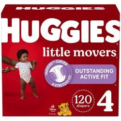 Huggies Little Movers Active Fit Diapers - Size 4 - 120ct