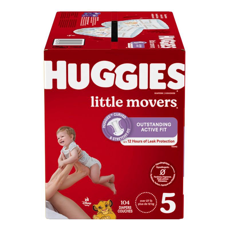 slide 2 of 12, Huggies Little Movers Diapers - Size 5 - 104ct, 5 x 104 ct