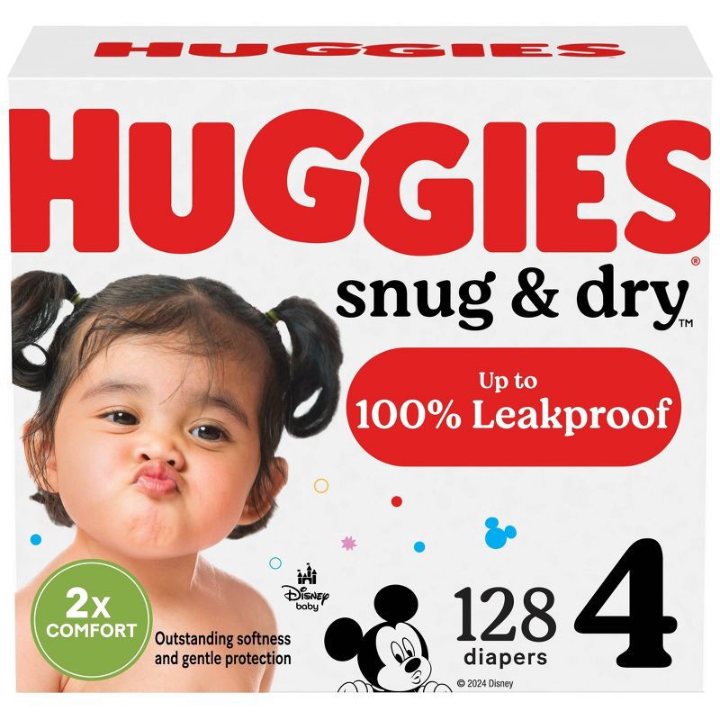 slide 1 of 13, Huggies Snug & Dry Baby Disposable Diapers Huge Pack - Size 4 - 128ct, 4 x 128 ct