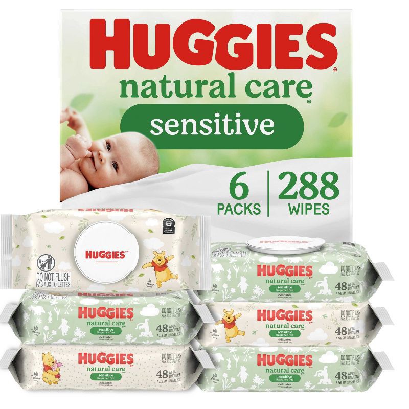 slide 1 of 12, Huggies Natural Care Sensitive Unscented Baby Wipes - 288ct, 288 ct