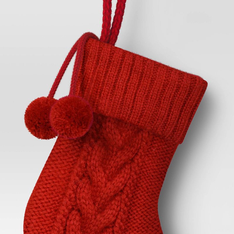 slide 3 of 3, Mini Cable Knit Christmas Stocking Red - Wondershop™, 1 ct