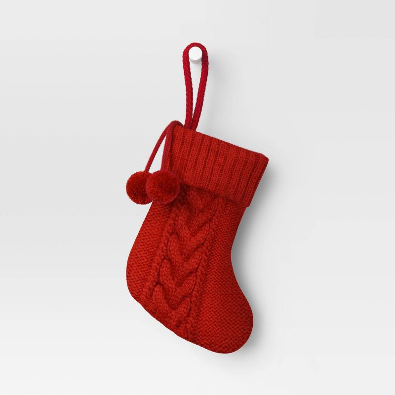 slide 1 of 3, Mini Cable Knit Christmas Stocking Red - Wondershop™, 1 ct