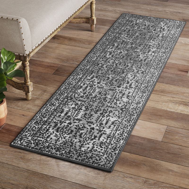 slide 3 of 3, 2'x7' Washable Overprint Distressed Persian Runner Rug - Threshold™, 1 ct