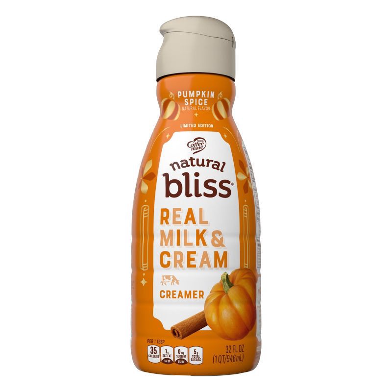 slide 2 of 7, Coffee mate Natural Bliss Pumpkin Spice Creamer - 1qt, 1 qt