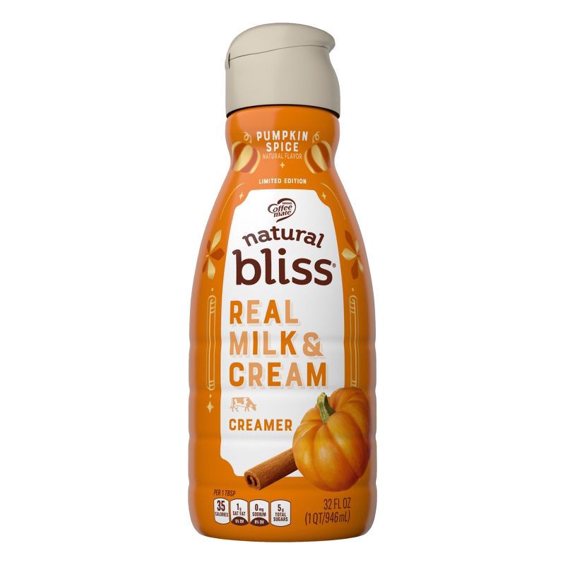 slide 1 of 7, Coffee mate Natural Bliss Pumpkin Spice Creamer - 1qt, 1 qt