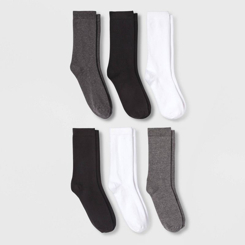 slide 1 of 2, Women's 6pk Crew Socks - A New Day™ Assorted Color 4-10, 6 ct