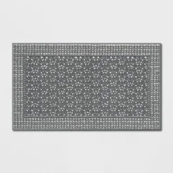 1&#x27;8&quot;x2&#x27;10&quot; Washable Geometric Border Tufted Accent Rug Radiant Gray - Threshold™: Indoor Entryway Mat, Skid-Resistant