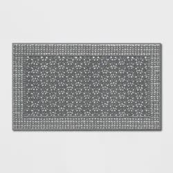 1'8"x2'10" Washable Geometric Border Tufted Accent Rug Radiant Gray - Threshold™: Indoor Entryway Mat, Skid-Resistant