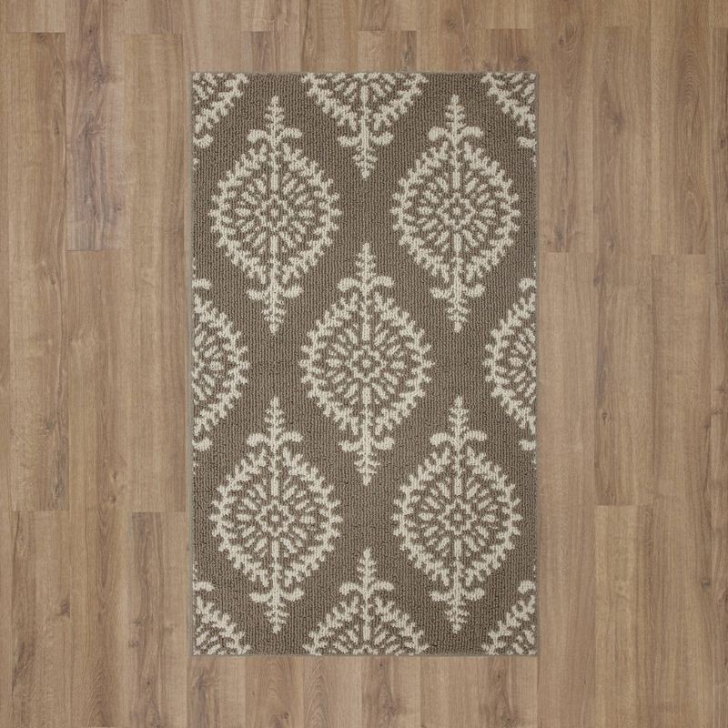 slide 3 of 4, 2'6"x4' Washable Paisley Tufted Accent Rug Tan - Threshold™: Skid-Resistant, Indoor, Medium Pile, Traditional Style, 1 ct
