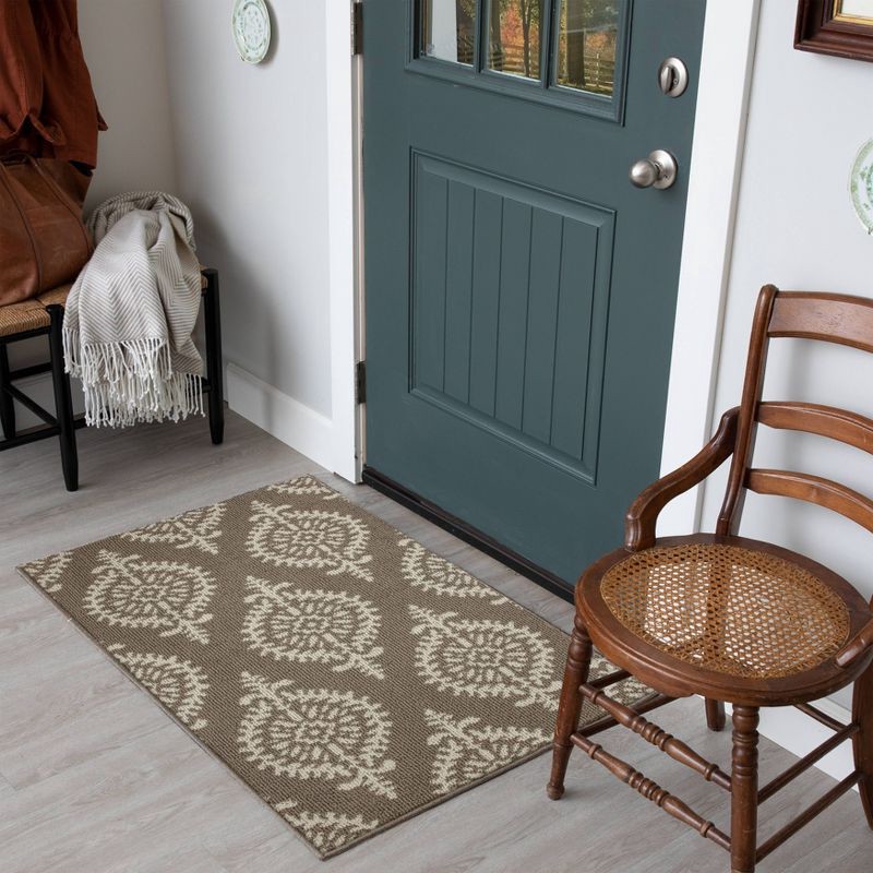 slide 4 of 4, 2'6"x4' Washable Paisley Tufted Accent Rug Tan - Threshold™: Skid-Resistant, Indoor, Medium Pile, Traditional Style, 1 ct