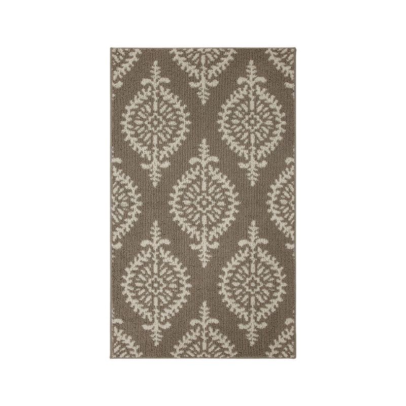 slide 1 of 4, 2'6"x4' Washable Paisley Tufted Accent Rug Tan - Threshold™: Skid-Resistant, Indoor, Medium Pile, Traditional Style, 1 ct