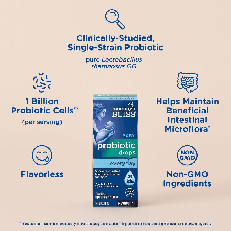 slide 4 of 9, Mommy's Bliss Baby Probiotic Everyday - 0.34oz (45 servings), 0.34 oz, 45 servings