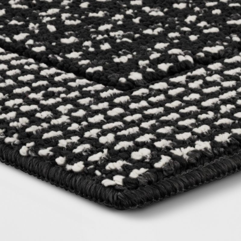 slide 2 of 3, 1'8"x2'10" Washable Geometric Border Tufted Accent Rug Black - Threshold™: Indoor Entryway Mat, Skid-Resistant, 1 ct