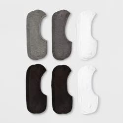 Women's 6pk Liner Socks - A New Day™ Black/White/Gray 4-10: No Show, Hidden Gel Heel Grip