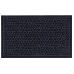 1'6"x2'6" Solid Tufted Doormat Navy - Mohawk: Outdoor & Indoor Weather-Resistant Low Pile Rectangle Mat