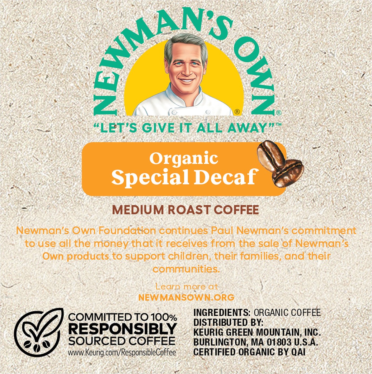 slide 6 of 7, Newman's Own Special Blend Decaf Keurig Single-Serve K-Cup Pods, Medium Roast Coffee, 12 Count, 12 ct