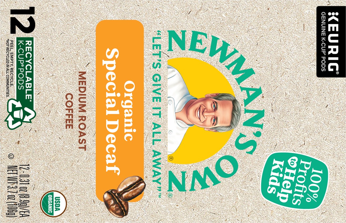 slide 7 of 7, Newman's Own Special Blend Decaf Keurig Single-Serve K-Cup Pods, Medium Roast Coffee, 12 Count, 12 ct