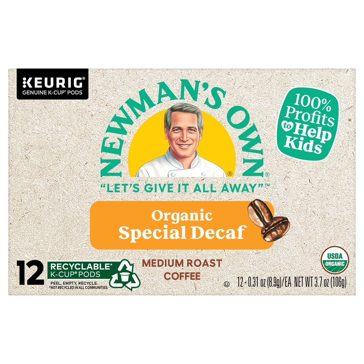 slide 1 of 7, Newman's Own Special Blend Decaf Keurig Single-Serve K-Cup Pods, Medium Roast Coffee, 12 Count, 12 ct