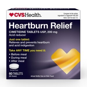 slide 1 of 1, CVS Health Cimetidine Tablets 200 Mg, Acid Reducer For Heartburn Relief, 60 Ct, 60 ct
