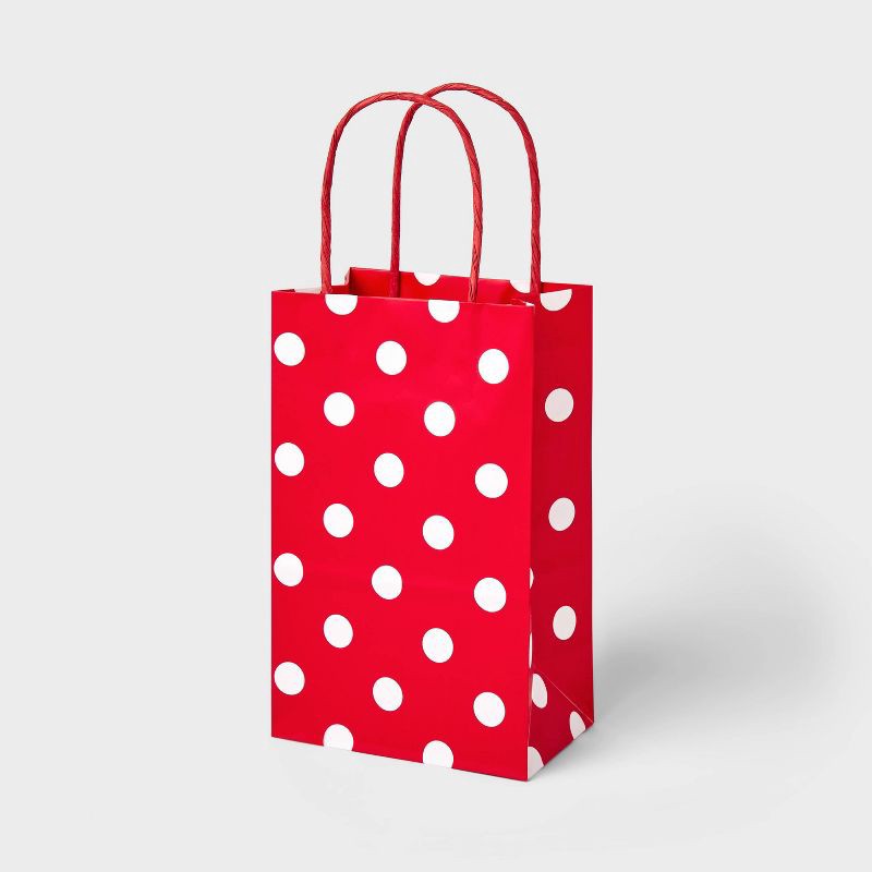 slide 1 of 3, XS Gift BagWhite/Red - Spritz™: Polka Dotted, Holiday Treats & Sweets Carrier, All Occasions, 1 ct