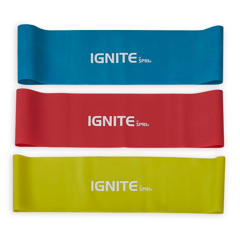 slide 1 of 4, Ignite by SPRI Loop 3pk Resistance Band - Blue/Red/Neon Green, 3 ct